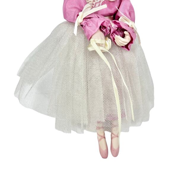 Vintage Porcelain Ballerina Doll 9" Christmas Ornament Tulle Hanging Taiwan - Picture 5 of 8